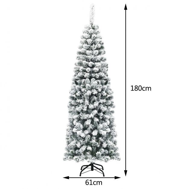 Coast Kunstkerstboom met 250 LED - 180 cm - Besneeuwd - Potloodvorm