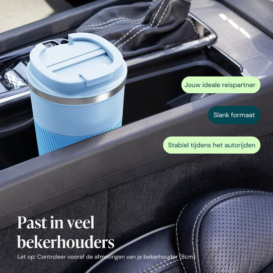 Castagnola Thermosbeker - Koffiebeker To Go - Travel Mug voor Koffie en Thee - Theebeker - 510 ML - RVS - Lichtblauw