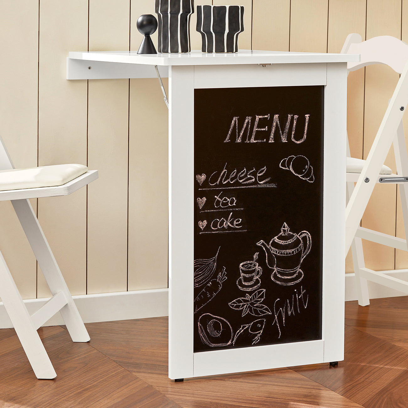 SoBuy FWT03-PF Eettafel inklapbaar met krijtbord- Max. 80 kg - 75 x 50 x 76 cm - Wit
