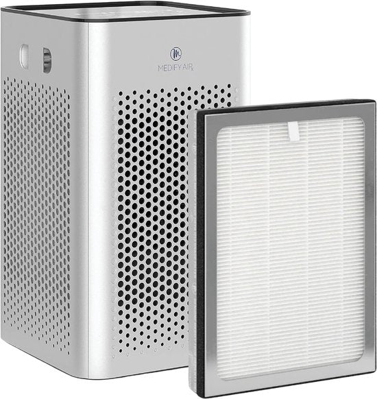 Medify Air MA-25 Luchtreiniger – 170 m³/u Air Purifier – HEPA H13 Filter & Touchbediening – Nachtmodus – Luchtfilter tegen Hooikoorts, Allergieën & Huisstofmijt – Zilver