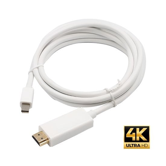 Garpex® Mini DisplayPort naar HDMI Kabel - Mini DP naar HDMI Kabel - HDMI Kabel - 4K 30Hz Ultra HD - Wit - 1.8 meter