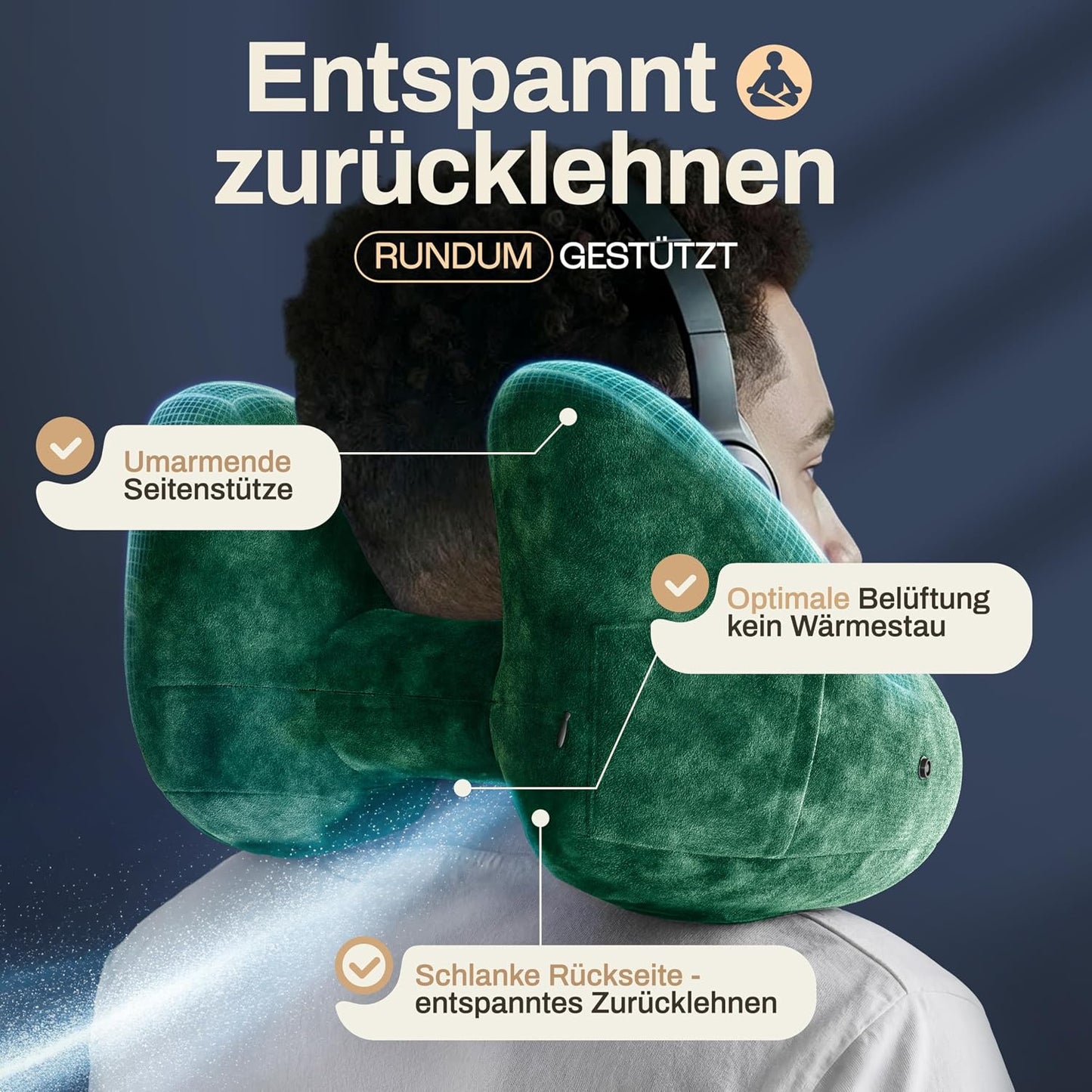 Heldenwerk® Premium Air Nekkussen – ErgoRing – Opblaasbaar – Met Capuchon & Oordopjes
