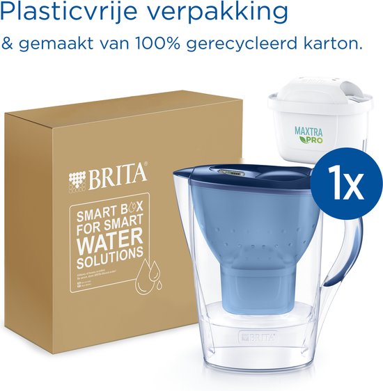 BRITA Waterfilterkan Marella Cool - 2,4L - Blauw - incl. 1 MAXTRA PRO Pure Performance Waterfilter – Past in de koelkast - Filter drinkwater van kalk, chloor, PFAS, herbicide, pesticide en meer*