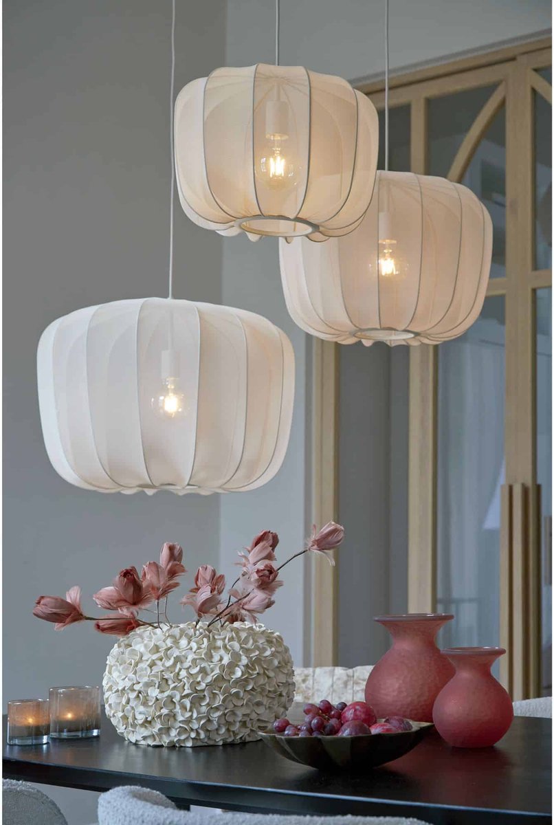 Light & Living - Hanglamp Plumeria - Ø60 cm - E27 Fitting - Modern Design - Zand Textiel & Metaal
