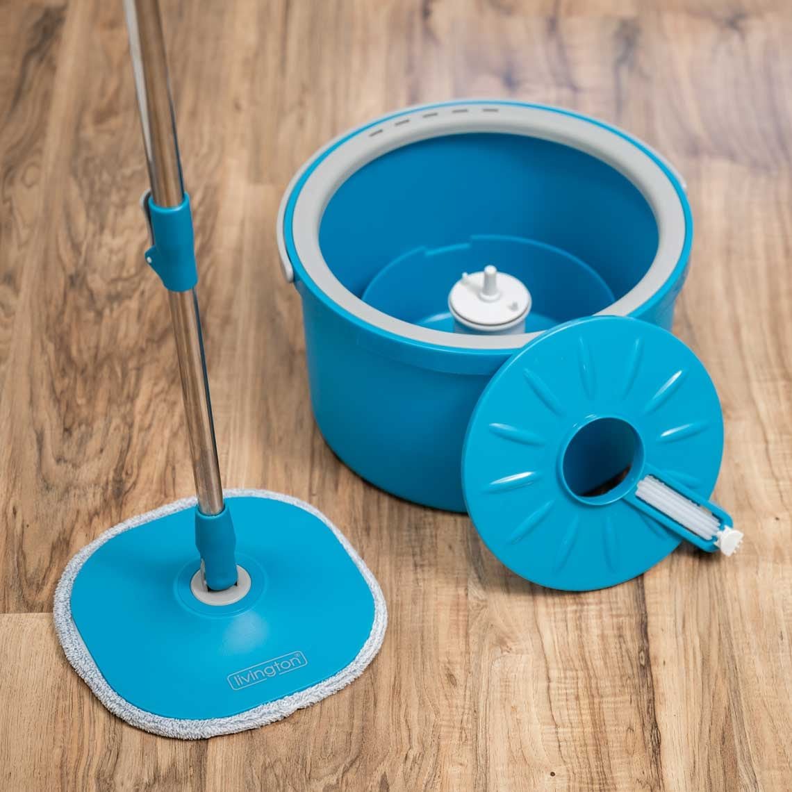 Livington Clean Water Spin Mop - Altijd Schoon Water - Inclusief Reinigingsmiddel en Pads - Voor Alle Vloertypes