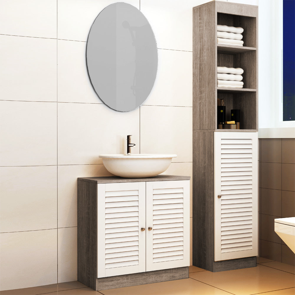 Hoge Kast - Wit Eiken - 6 Vakken - Deur met Magneetsluiting - Opbergkast 170cm