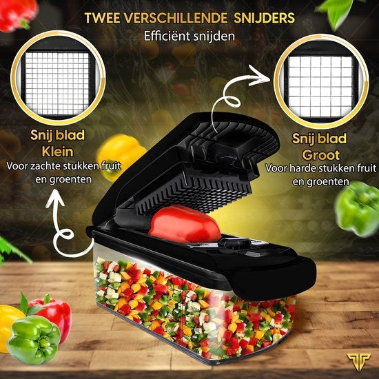 Toivo Kitchen Groentesnijder - Multifunctioneel - Zwart - 11 in 1 Keuken mandoline - Handmatig - Keukensnijder - Uiensnijder - Spiraalsnijder - Frietsnijder - Rasp