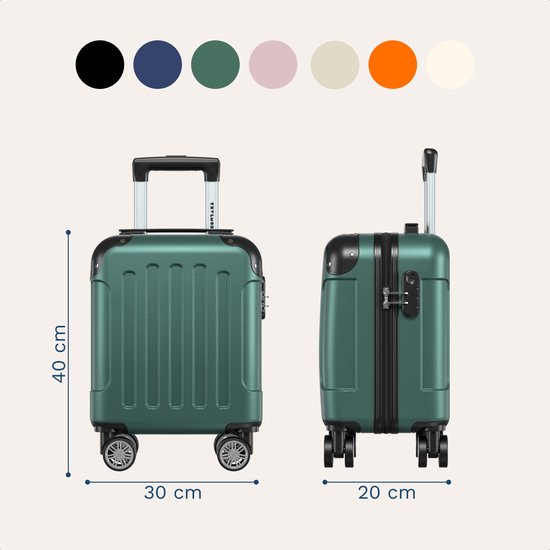 TRVLMORE Handbagagekoffer - 40x30x20 cm - Underseater - 24L - Cijferslot - 4 Wielen - Donkergroen