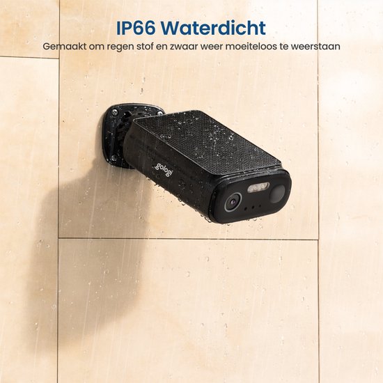 Gologi Solar Premium Beveiligingscamera voor buiten - 10.400 mAh - 2.5K - Nightvision - Bewegingsdetectie - Bewakingscamera - Zonnepaneel - Draadloos - USB-C - WiFi en App - Zwart