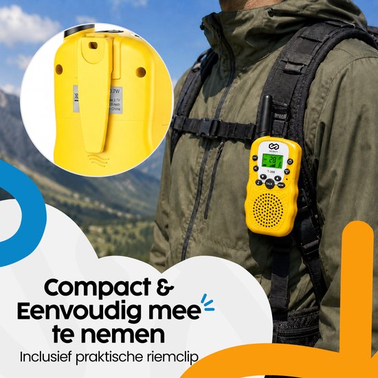 Infinity Goods Walkie Talkie - Voor Kinderen En Volwassenen - 2 Stuks - Incl. Batterijen - 3KM Bereik - Blauw & Geel
