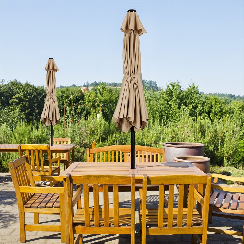 Yaheetech kantelbare parasol met zwengel - Ø 226 cm - lichtbruin