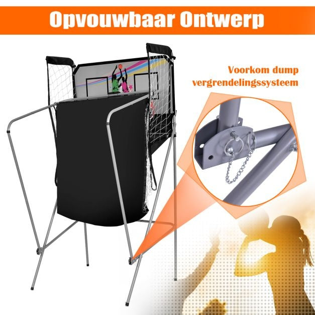 Coast Binnen Elektronische Basketbal Spel - Basketbalgooi Machine - Elektronische Automatische Score- Incl 4 Ballen - Zwart