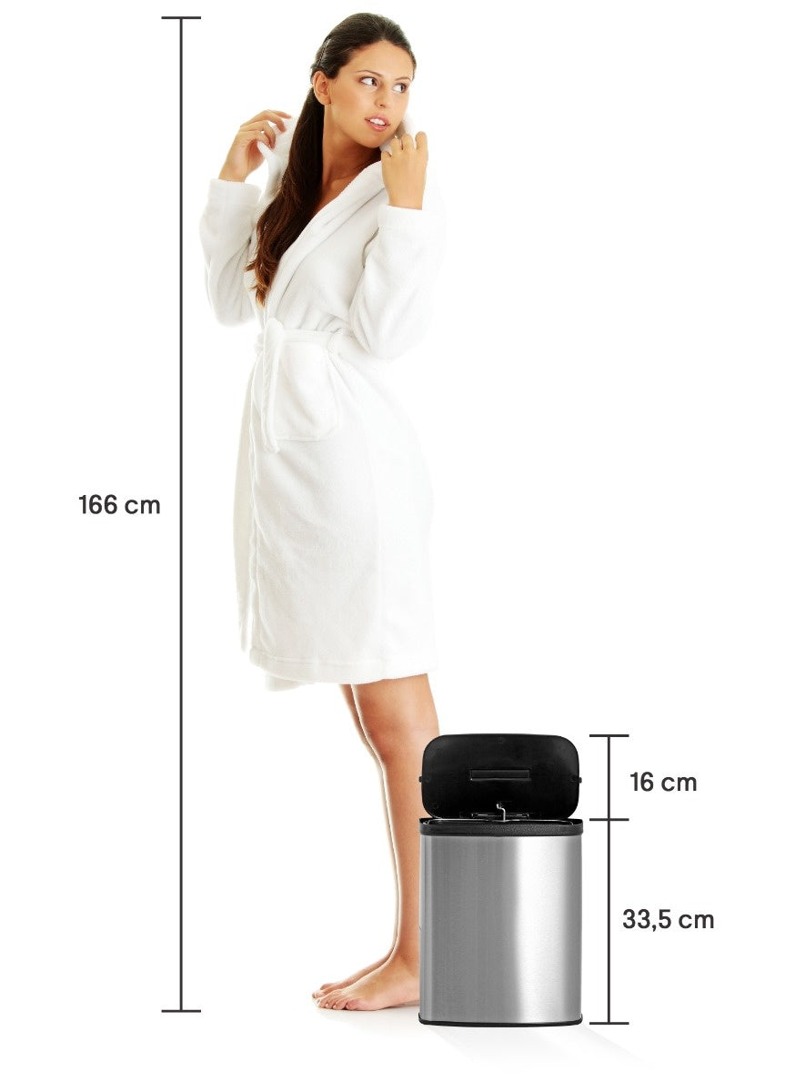 Homra IXXA Prullenbak met Sensor - 8 Liter - RVS - Toilet Afvalemmer - Badkamer Afvalbak - Automatische Deksel