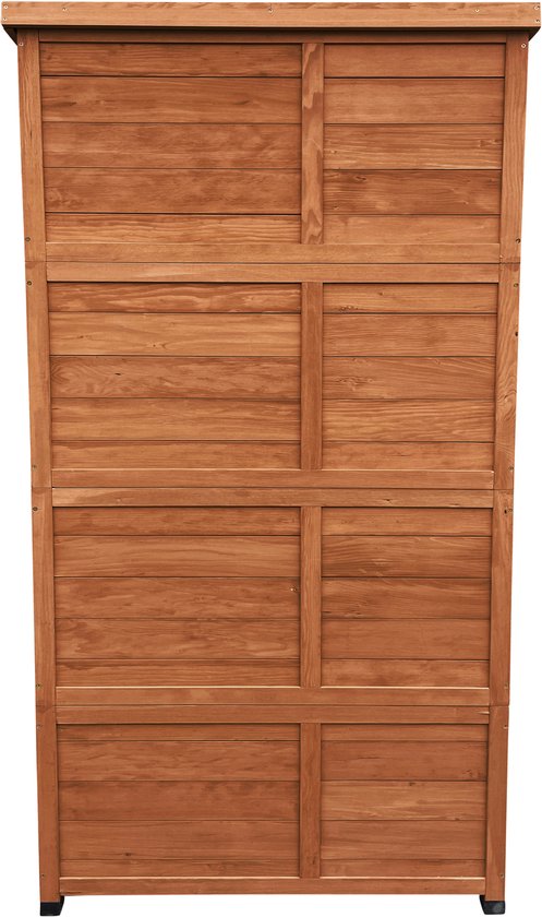 AXI Hugo houten opbergkast Coffee Bruin - Tuinkast met Verzinkt dak - 3 legplanken en bodem - FSC hout - Magneetsluiting - 85x52x174cm