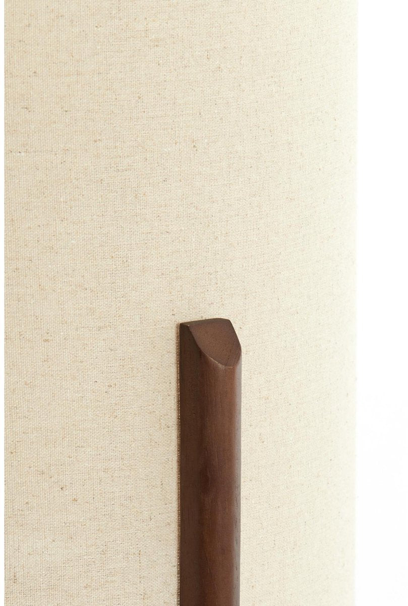 Light & Living Tafellamp Litto - Donkerbruin Hout - Crèmekleurige Stoffen Lampenkap Ø35cm