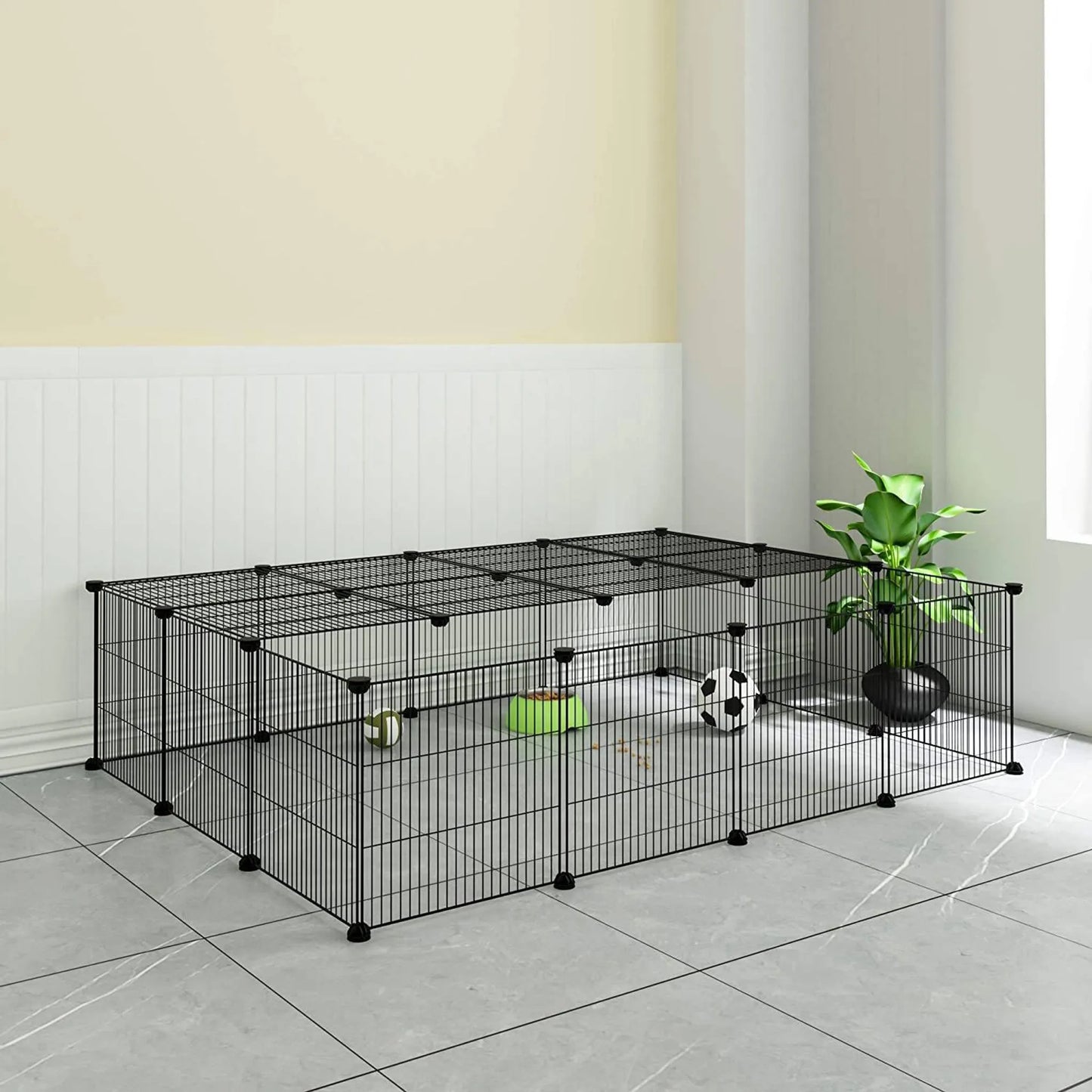 EUGAD Buitenren voor Puppy's - doe-het-zelf bouwpakket - zwart - 147 x 111 x 37 cm
