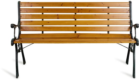 Lifa Garden Nostalgische Tuinbank - Buitenbank - Natuurlijk dennenhout, staal - Bruin - 126x52x73cm(LxBxH)