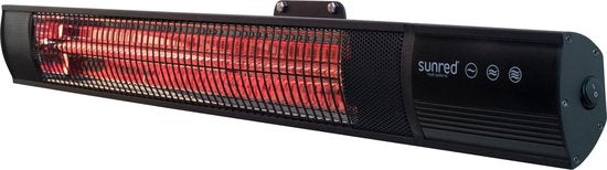 Sunred - Dark lijn - Zwart - Wand model - Terrasverwarmer – Carbon rosé goud technologie - 2500 W – ECO - 3 standen - Afstand bestuurbaar - Elektrische heater