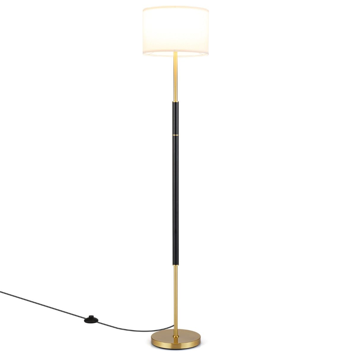 Coast Staande Lamp - linnen lampenkap - voetschakelaar - zwart - 165 cm