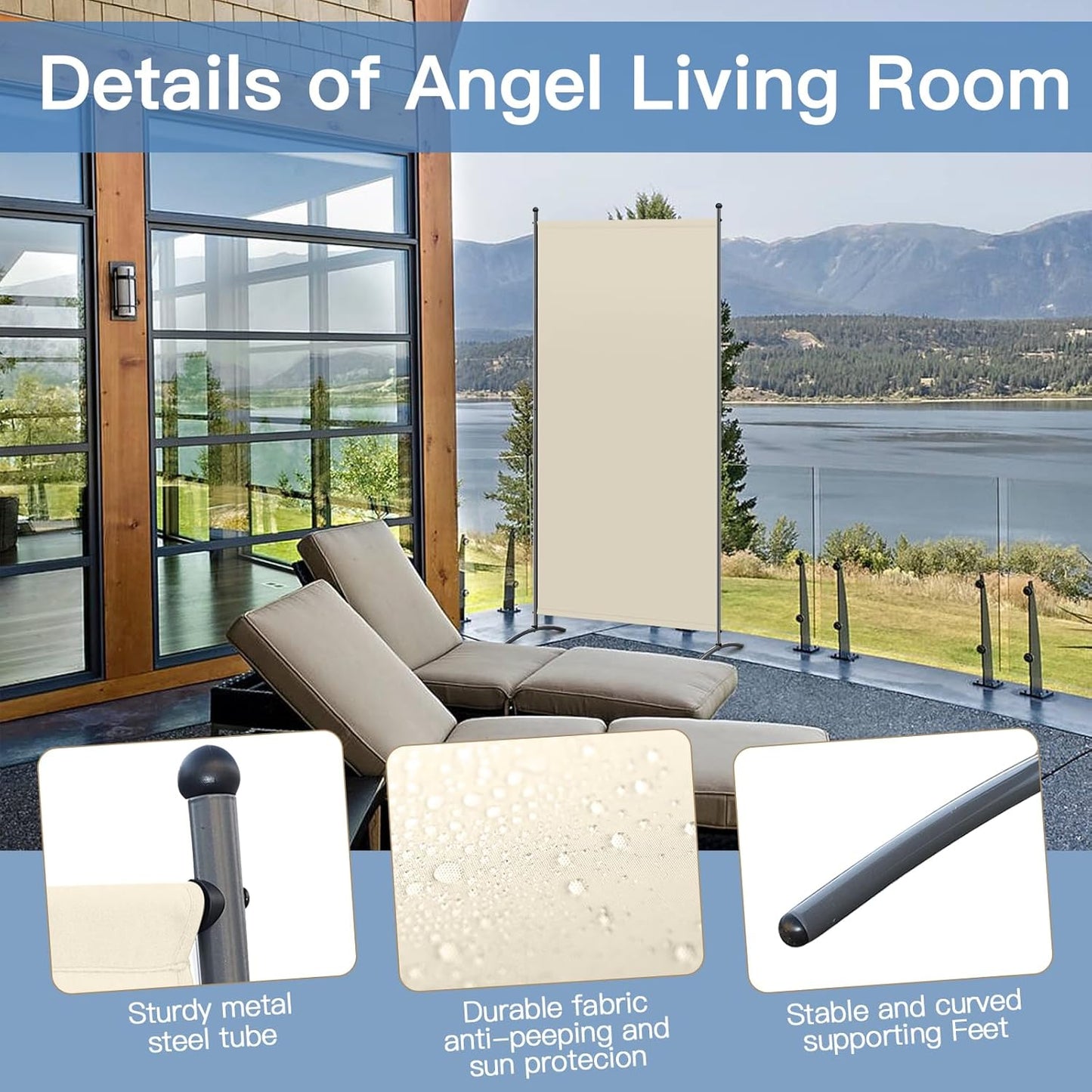 Angel Living Paravent - 1-delig - 80x180 cm - Opvouwbaar - Staal & 160 g/m² Polyester - Ruimteverdeler & Inkijkbescherming - Beige