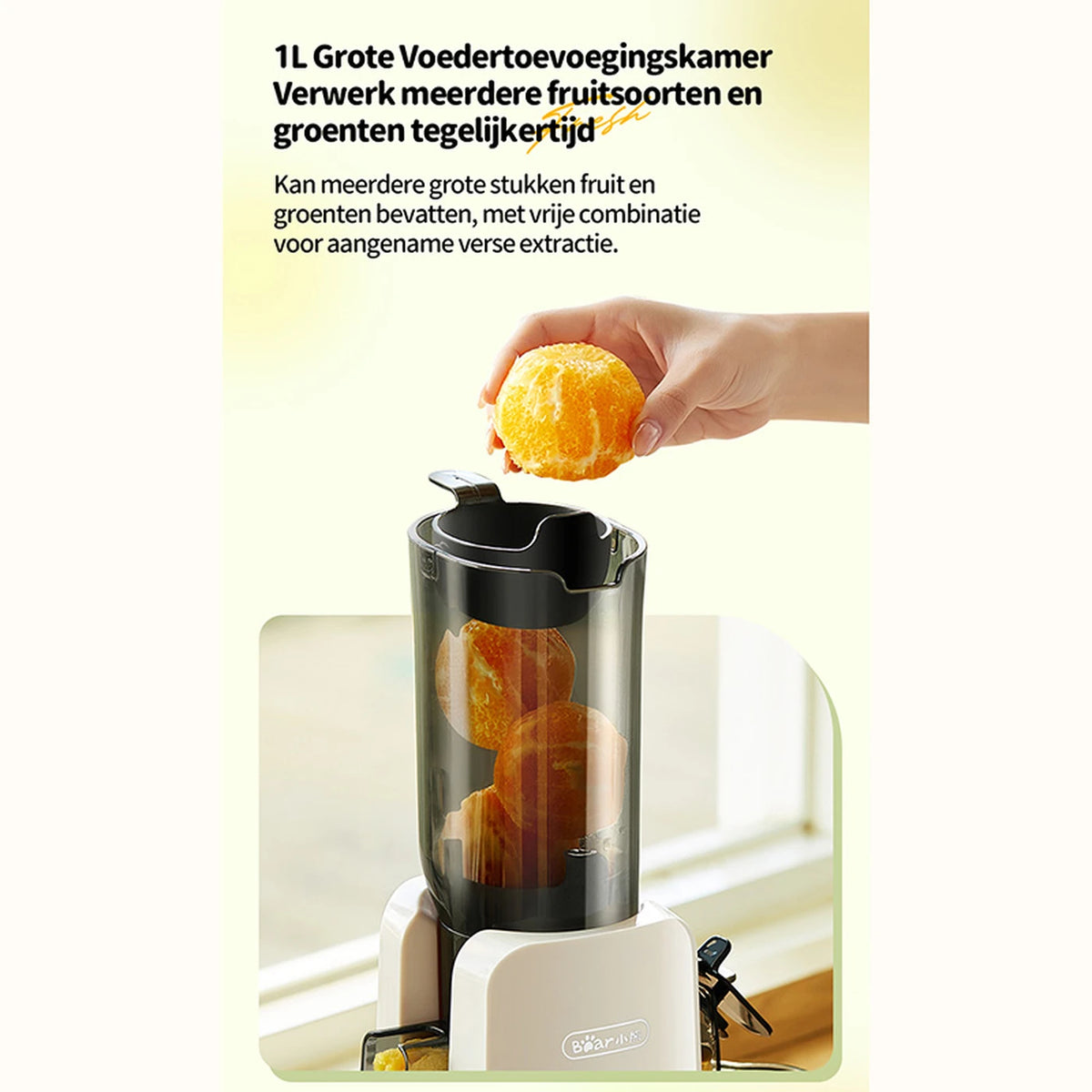 Bear Slowjuicer met 80mm Opening - Sappersen zonder Snijden