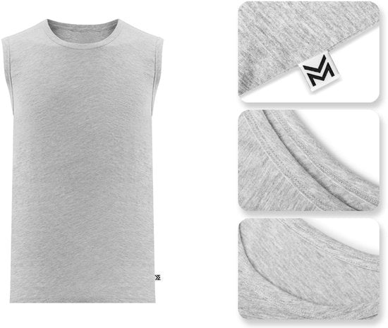 Milanoro - M - Mouwloos T-shirt - Lichtgrijs