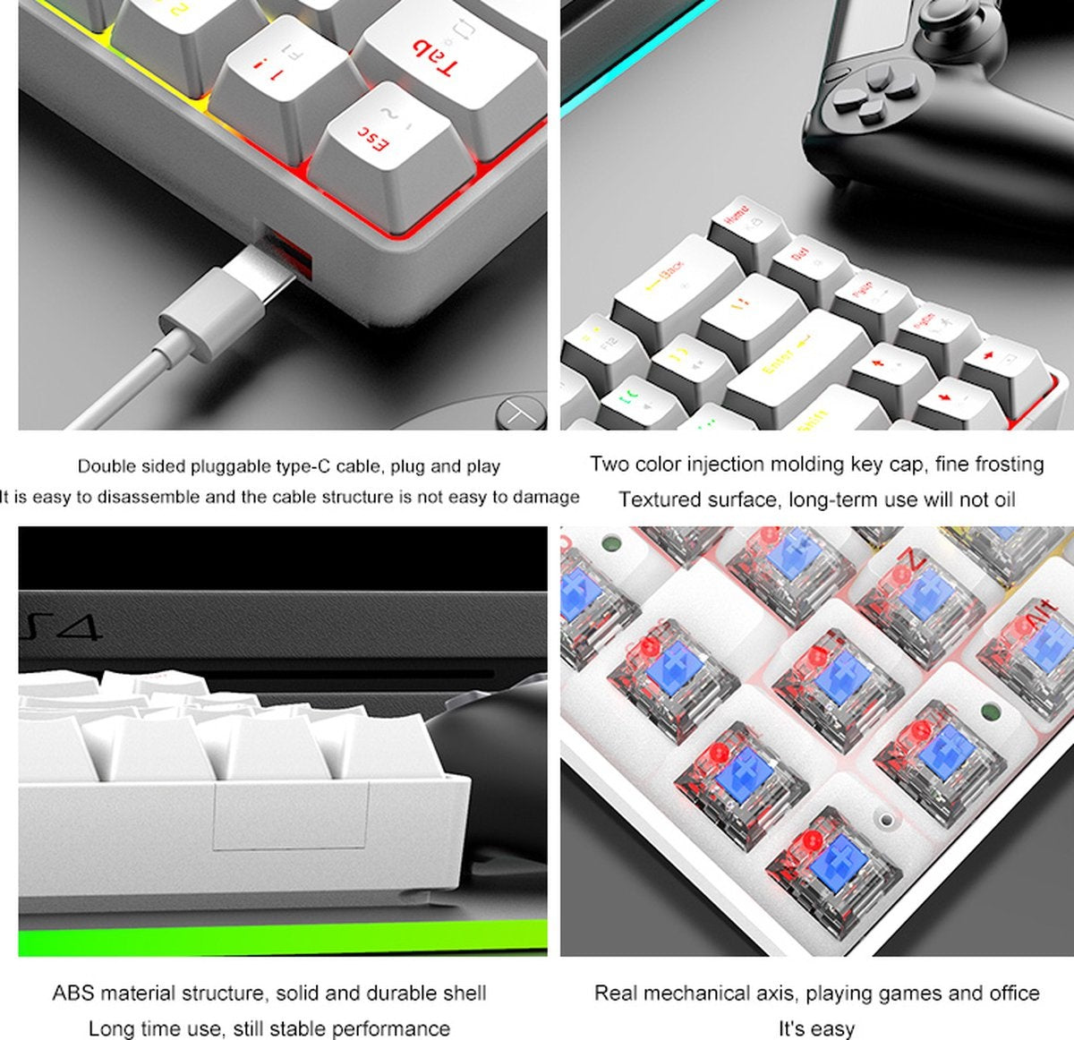 ZIYOU LANG T8 RGB Mechanisch 68Keys gaming toetsenbord - Windows/Mac game toetsenbord - Blue Switch - Mechanical Keyboard - Pink