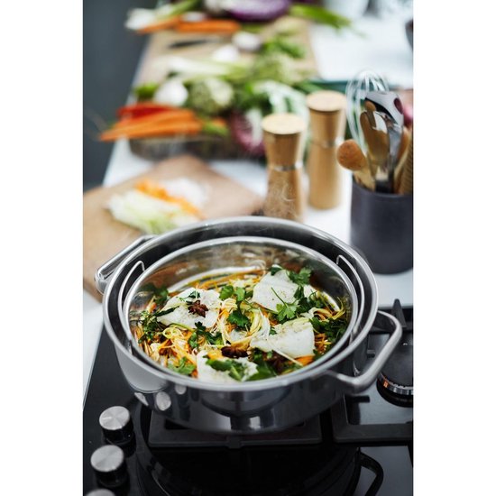 WMF Vitalis - Stoom- en Braadpan - Ø 28 cm - RVS - Met Deksel - Geschikt voor Inductie