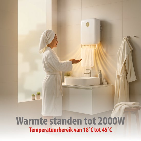 alpina Badkamer Verwarming Elektrisch 750/2000W - Elektrische Kachel 2 Warmtestanden en 24-uurs Timer - Kachel IP22 Spatwaterdicht - met Afstandsbediening - Wandmontage