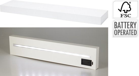 Home&Stylingcollection-wandplank-met LED-verlichting-wit-60 cm