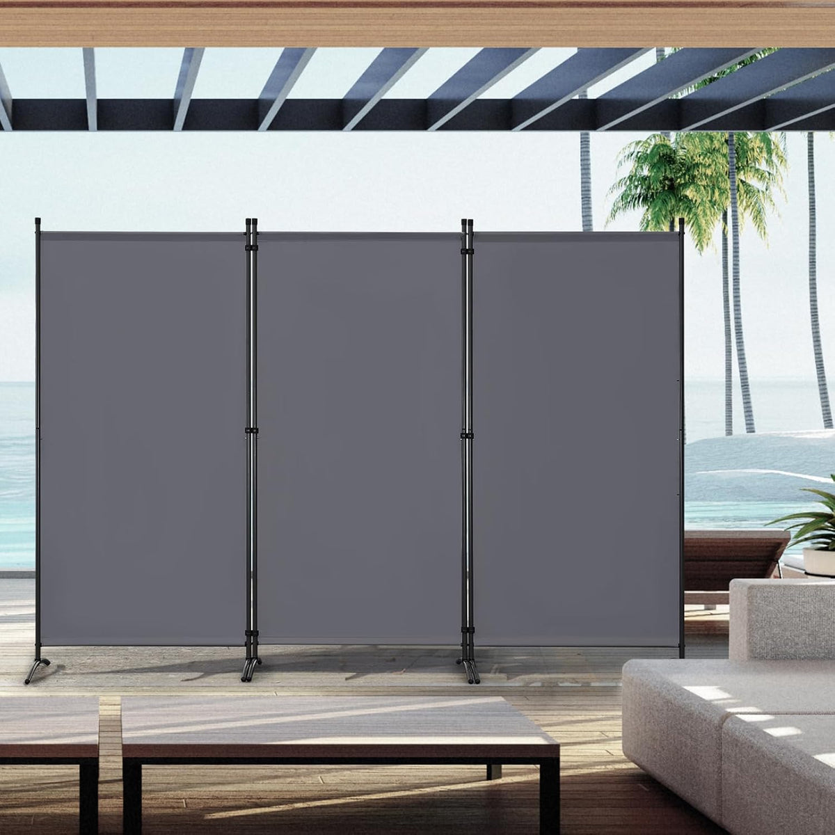 Angel Living Paravent 3 Panelen – 243 x 180 cm – Grijs