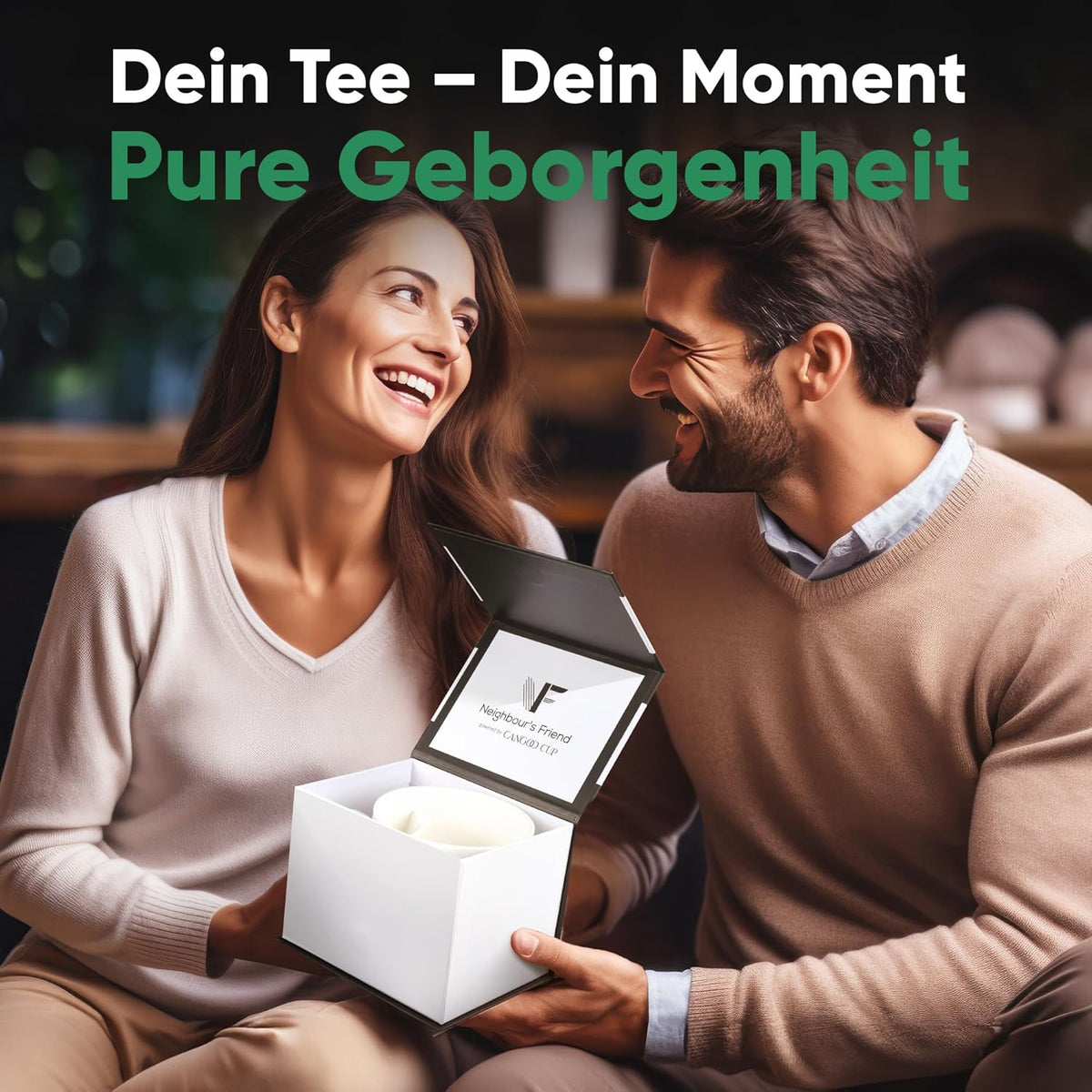 Neighbour's Friend Gepatenteerde theemok witte geschenkverpakking I Keramische mok groot 325ml I Theemok steengoed I Keramische mok voor thee I Vaatwasserbestendige theemokken I Modern design voor theedrinkers