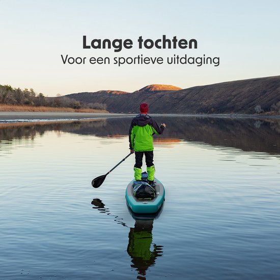 LifeGoods SUP Board Touring - 165 KG Draagkracht - 365 x 76 cm - Opblaasbaar - met Zitje - Compleet Sup pakket - Turquoise