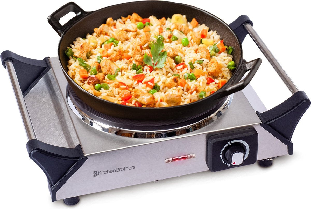 KitchenBrothers Elektrische Kookplaat - 1 Pits - 1500W - RVS