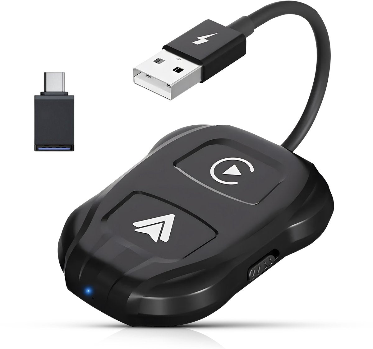 CarMe Luxe 2-in-1 Car Dongle - Draadloos CarPlay & Android Auto - 5GHz Verbinding - USB-C & USB-A - 2024 Model - Zwart
