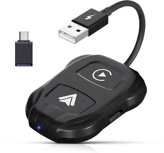 CarMe Luxe 2-in-1 Car Dongle - Draadloos CarPlay & Android Auto - 5GHz Verbinding - USB-C & USB-A - 2024 Model - Zwart