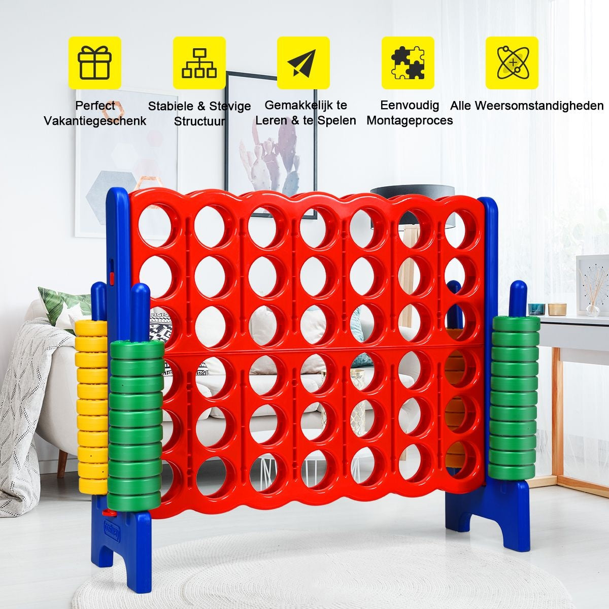 Coast 4-Op-Een-Rij Speelset - Met 42 Jumbo Ringen -120 x 42x 104cm - Rood