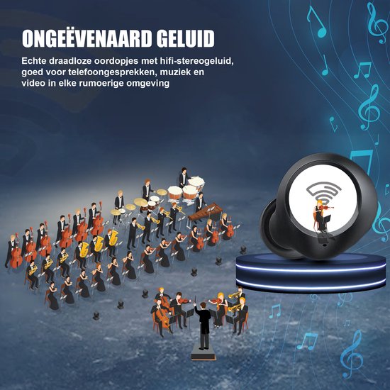 Draadloze Oordopjes met Noise Cancelling – 40u Batterij – Bluetooth Earbuds – Comfort Fit – Golden Sound Buds Pro