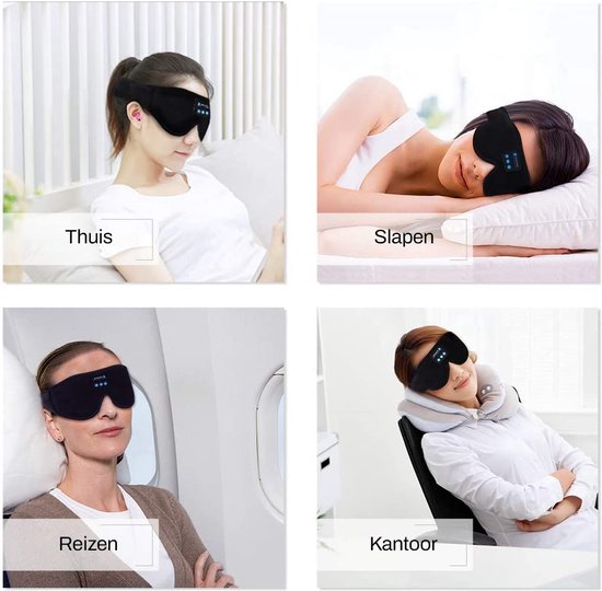 Podec Bluetooth Slaapmasker - Voor Mannen en Vrouwen - Slaap Oogmasker - Ademende Stof