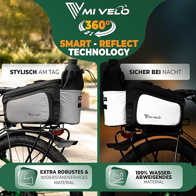 MIVELO Fietstas – Waterdicht & Volledig Reflecterend – 20 liter – Zilvergrijs