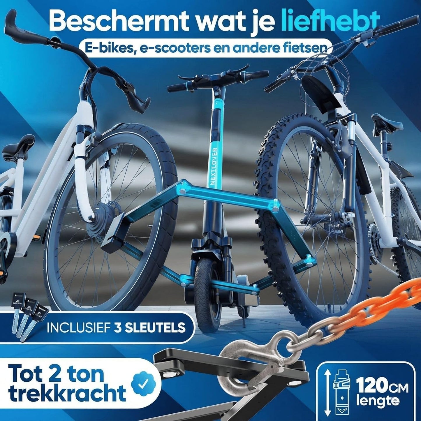 NEXTCOVER® Vouwslot fiets FoldOne met combinatiecode FoldBasic 120 cm I Cijferslot met SteelSecure technologie I Fietsslot vouwslot hoge veiligheid incl. houder