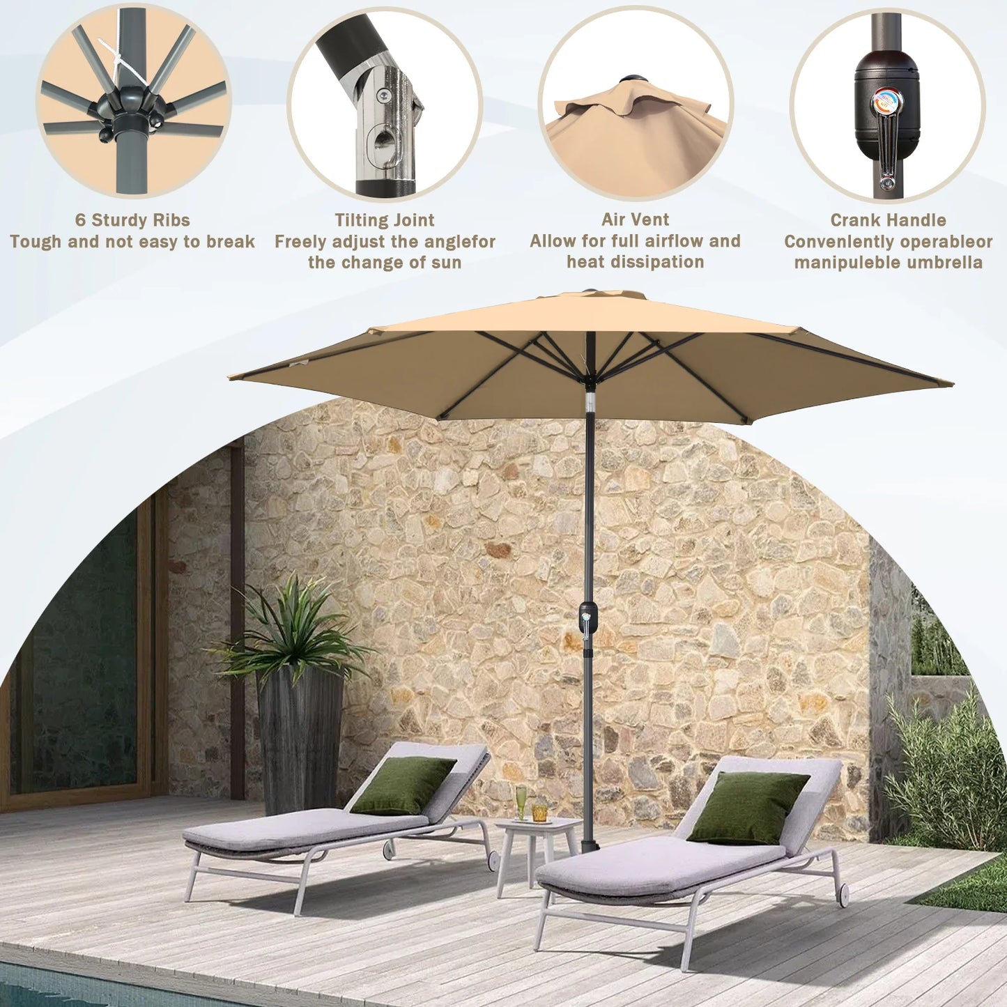 Angel Living Parasol Ø 270 cm - Taupe