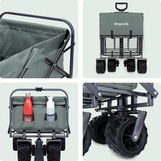 LifeGoods Bolderkar - Opvouwbaar - 80KG Draagkracht - 94L - Wasbaar Polyester - Groen