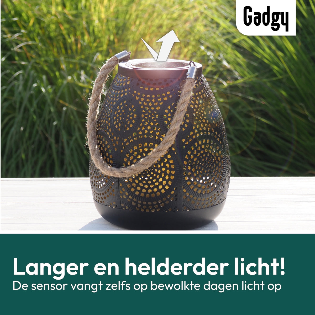 Gadgy Solar Tafel Buitenlamp Circles - Solar Tuinverlichting Zonne Energie met Schaduweffecten - Solar Lamp Tuin, Terras & Balkon - Tuinverlichting Led Buiten ophangen – Lantaarn Windlicht op Zonneenergie - Lantaarn voor Buiten - Brons / Goud