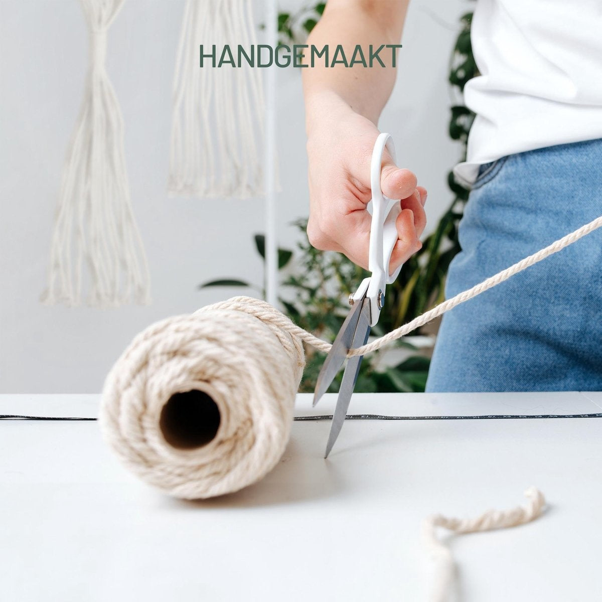 Gadgy Plantenhanger Macramé - Luxe gevlochten touw katoen - 3 stuks - plantenpot ophangen - Hangpot
