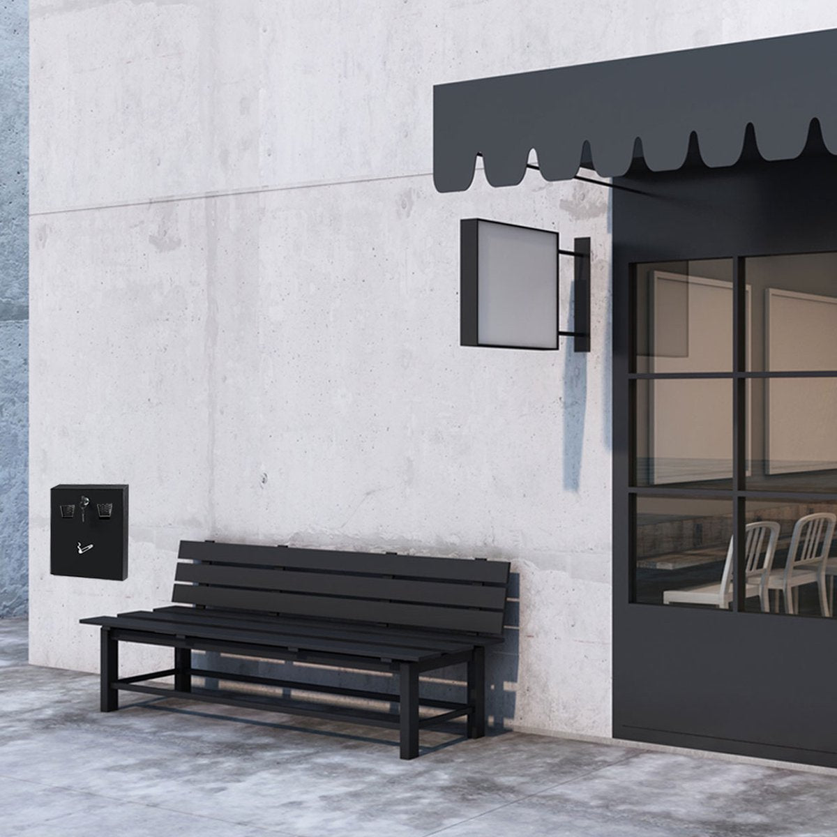 BRASQ Wandasbak Zwart 32x26x8 cm – Sluitbare Asbak voor Buiten