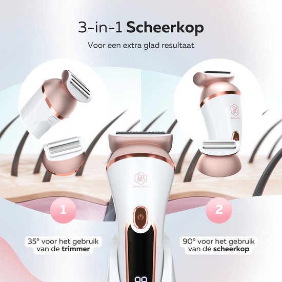 Beeperfect® 3 in 1 Ladyshaves Voor Vrouwen Prime - Scheerapparaat Vrouw - Bikinitrimmer - Oplaadbaar - Waterdicht - 3 Opzetstukken