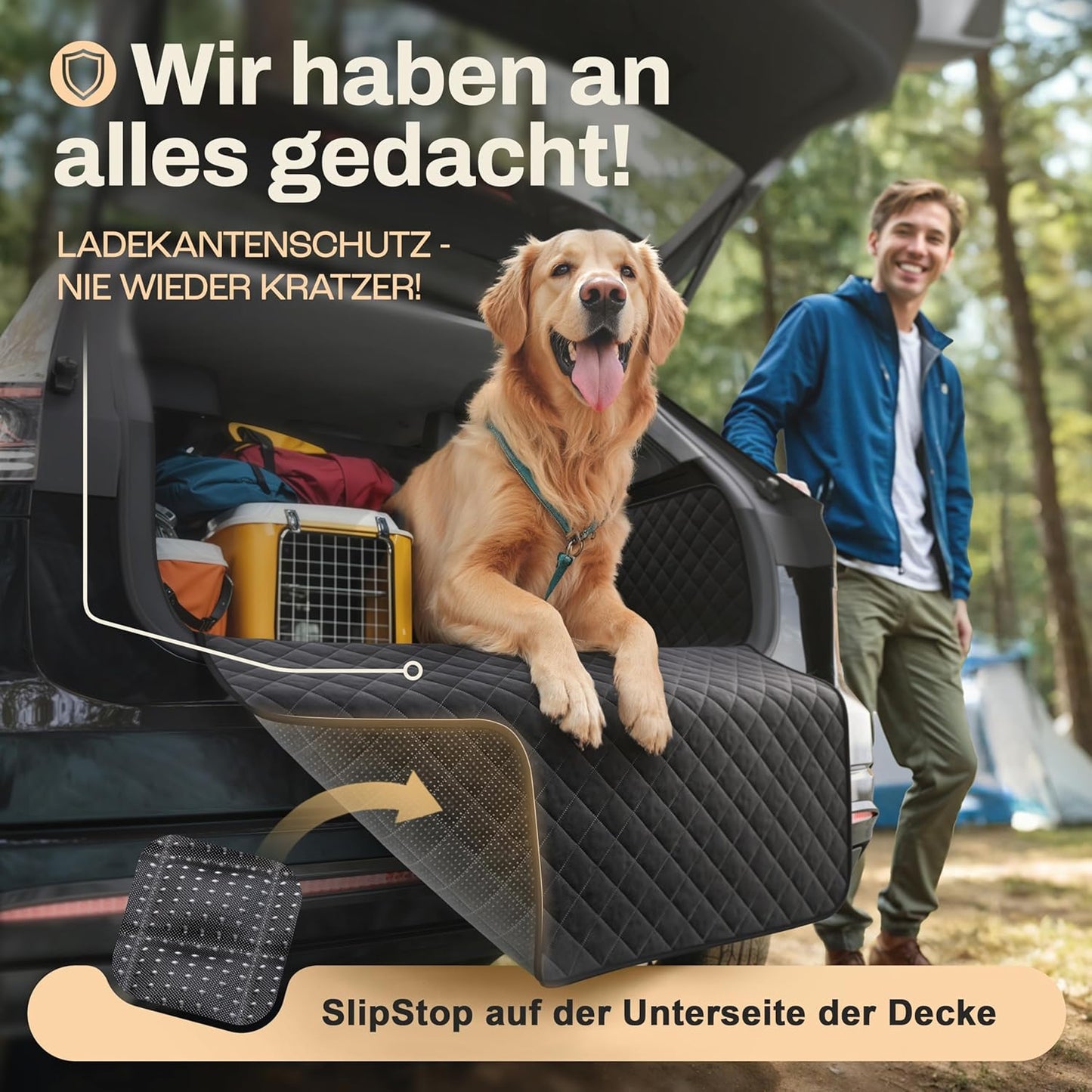 HELDENWERK Kofferbakbescherming voor Honden – Waterdicht & Krasbestendig – Met Zij- en Bumperbescherming – Universele Pasvorm – Premium Gewatteerd – Zwart