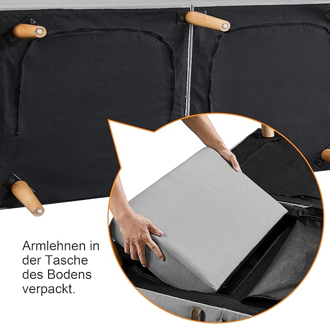 Yaheetech Slaapbank Lichtgrijs – 3-in-1 Inklapbare Bank met Verstelbare Rugleuning – Ligoppervlak 163 x 106 cm