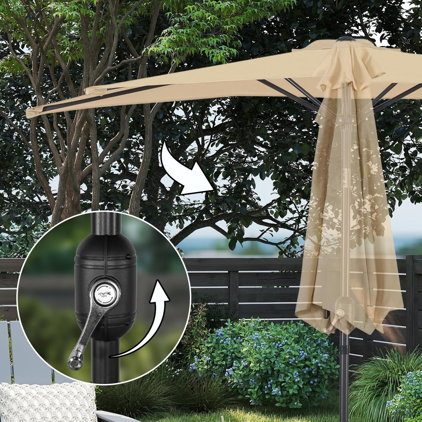 Angel Living Balkonparasol - Halfrond - 245 x 122 cm - Beige